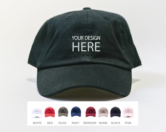 Custom Embroidered Hats / Dad Hat / Embroidery Baseball Cap / Personalize Your Hat / Make Your Statement  / Black Dad Cap