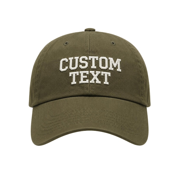 Olive Custom Embroidered Cotton Dad Hat, Personalized Baseball Cap
