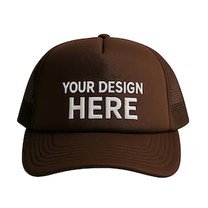 Bestickter brauner Trucker-Hut, personalisierter Text