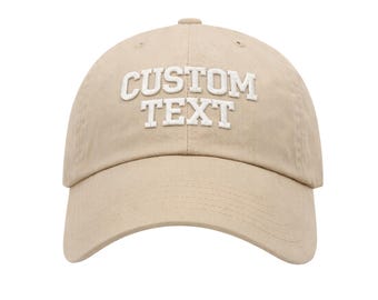 Khaki Custom Embroidered Dad Hat, Personalized Baseball Cap