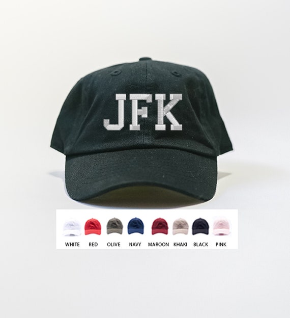 New York City Trucker Cap  JFK Airport Code  New York City-Themed Merch  Black Hats with White & Black Embroidery