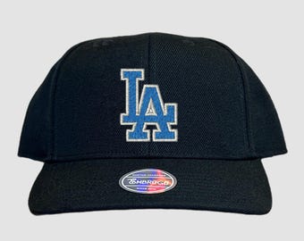 LA Embroidered Navy & Black Studded Baseball Cap Dandy Hats LA 50/50 Studded Hat In Hand Ships Fast | eBay main image 2
