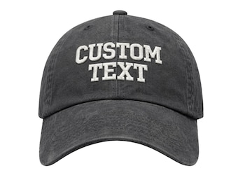 Washed Black Custom Embroidered Dad Hat, Personalized Baseball Cap