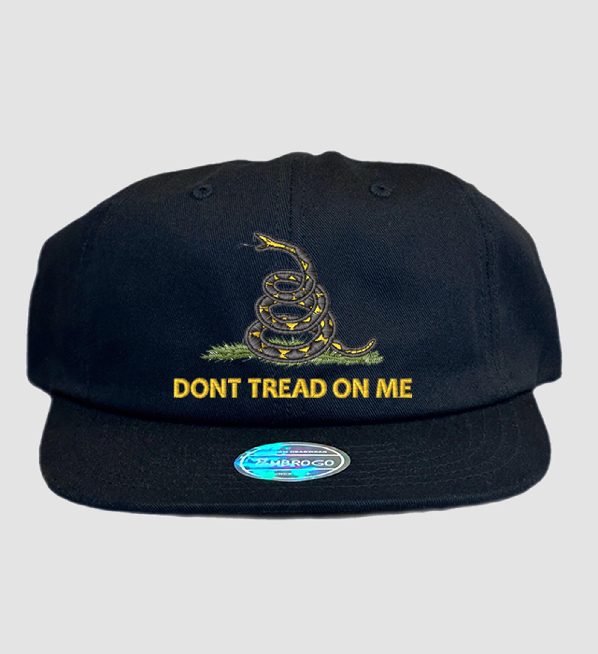 Black Hat Subdued Gadsden Flag Snake Flexfit Cap - Black, Embroidered, Stretch Fit (Model 5001) Black Flexfit Visor Hats For Men - Foto 5