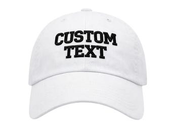 White Custom Embroidered Dad Hat, Personalized Baseball Cap