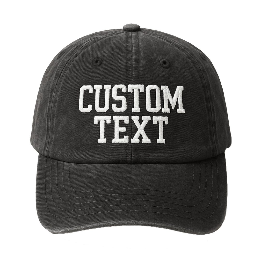 帽子 LETTERING WASHED BALL CAP IN BLACK Soft Washed Baseball Cap Custom Personalized Text Cotton Dad
