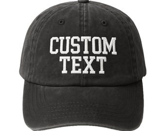 Benutzerdefinierte gestickte gewaschene schwarze Kappe, benutzerdefinierte Textmütze, benutzerdefinierte Logohüte, personalisierte bestickte Kappe, monogrammierte Mütze, benutzerdefinierte Stickereimütze