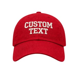 Red Custom Embroidered Baseball Dad Hat, Personalized Text