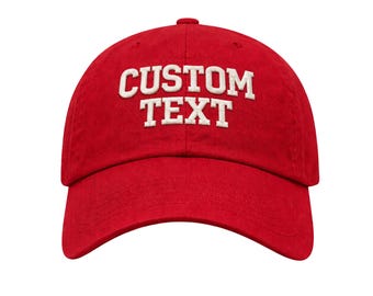 Red Custom Embroidered Baseball Dad Hat, Personalized Text