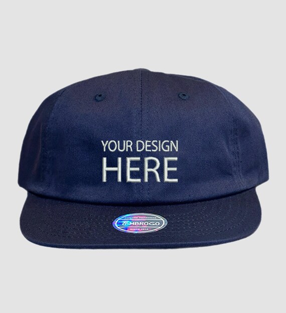 Custom Embroidered Navy Flat Brim Hat Custom Text Hat Custom Logo Hats Personalized Embroidered Cap Unisex Hats Custom Embroidery Hat Etsy UK