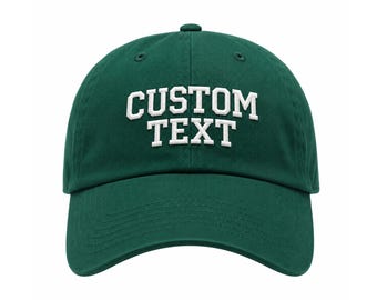 Custom Embroidered Hunter Green Dad Hat, Personalized Baseball Cap