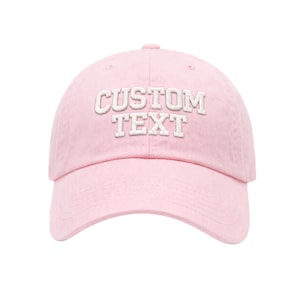 Gorra de béisbol rosa claro bordada personalizada con texto personalizado