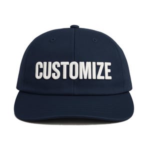 Custom Embroidered Navy Flat Brim Hat, Custom Text Hat, Custom Logo Hats, Personalized Embroidered Cap, Unisex Hats, Custom Embroidery Hat