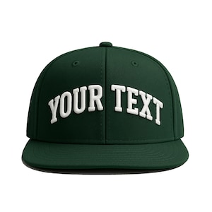 Custom Embroidered Hunter Green Snapback Hat, Custom Text Hat, Custom Logo Hats, Personalized Embroidered Cap, Unisex Hat, Custom Embroidery