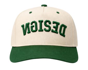 Individuell bestickte Mütze, Grün und Creme, Umgedrehter Text-Snapback
