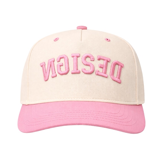 Custom Embroidered Logo Hat, Pink Cream Snapback - Etsy display picture 1