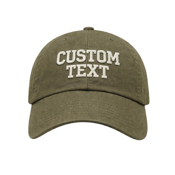 Fan Favorite Olive Cotton Baseball Cap with Embroidered Tag SEATTLE Dad Cap – Olive Cotton Twill, Yellow Embroidery  main image 2