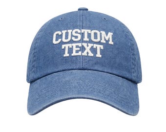 Custom Embroidered Denim Dad Hat, Personalized Baseball Cap
