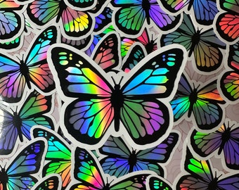 Holographic butterfly stickers , Kawaii stickers , Butterflies , Cute stickers, Waterproof Stickers, Hydroflask Stickers, WhipTatz , Stanley