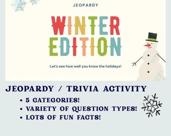 Jeopardy de invierno / Trivia: ¡Actividad de clase, lección de invierno y entretenimiento para llenar el tiempo!