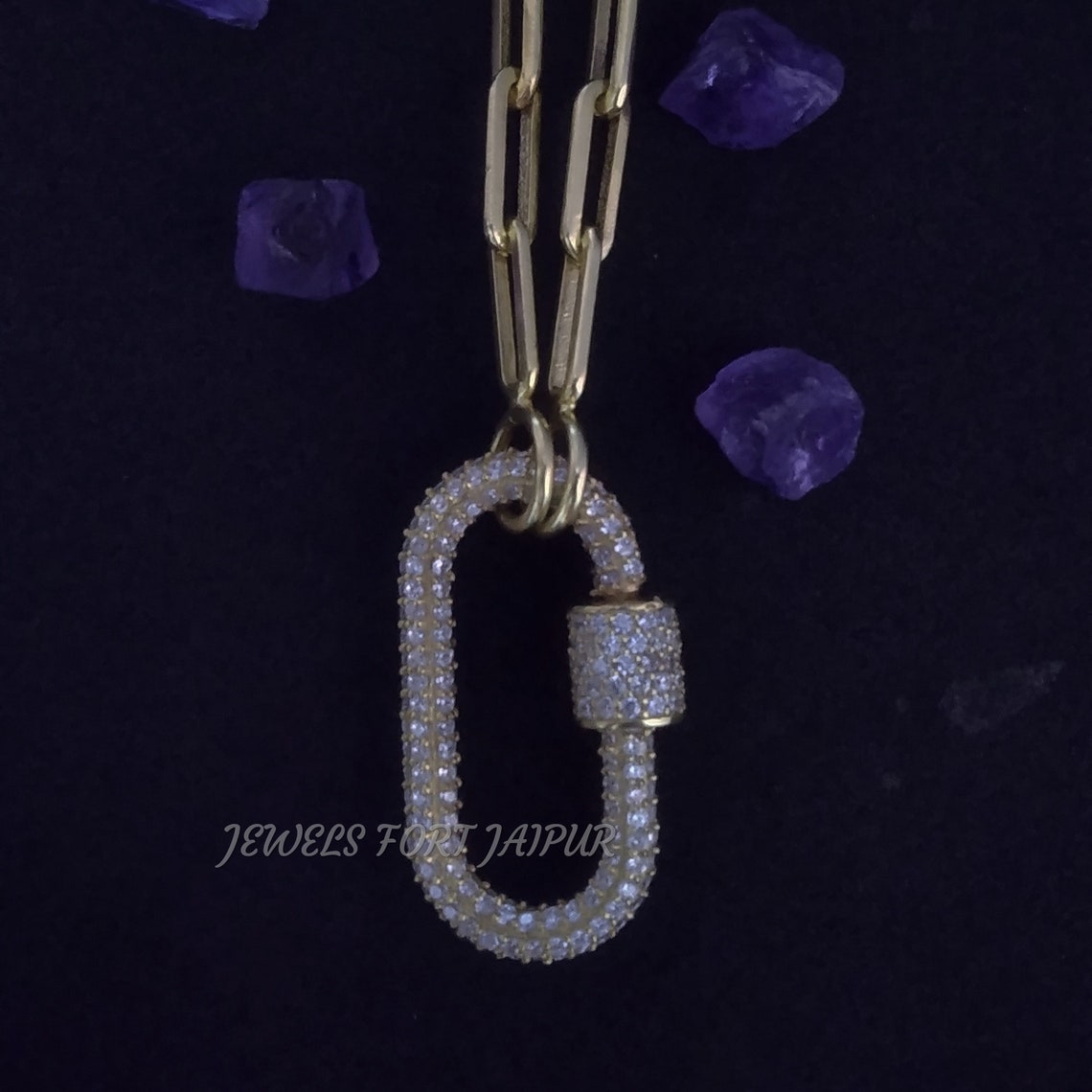 925 Silver Carabiner Jewelry Diamond Carabiner Lock Gold Etsy