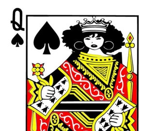 Queen Of Spades Card Etsy
