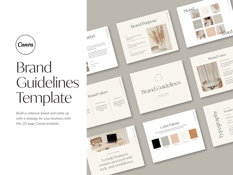 Brand Guidelines Template Customizable Canva Template Etsy