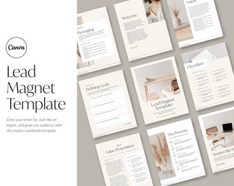 Lead Magnet Template - customizable Canva workbook template, 18-page ebook with content prompts, A4 PDF