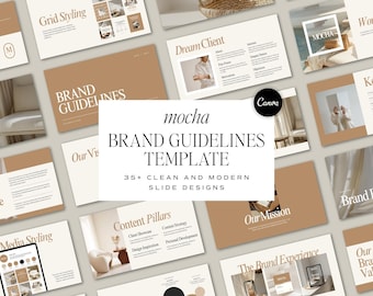 Mocha Brand Guidelines Template Canva: 35+ Editable Slides