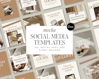 Mocha Social Media Templates: Editable Canva Instagram Posts (Digital Download)