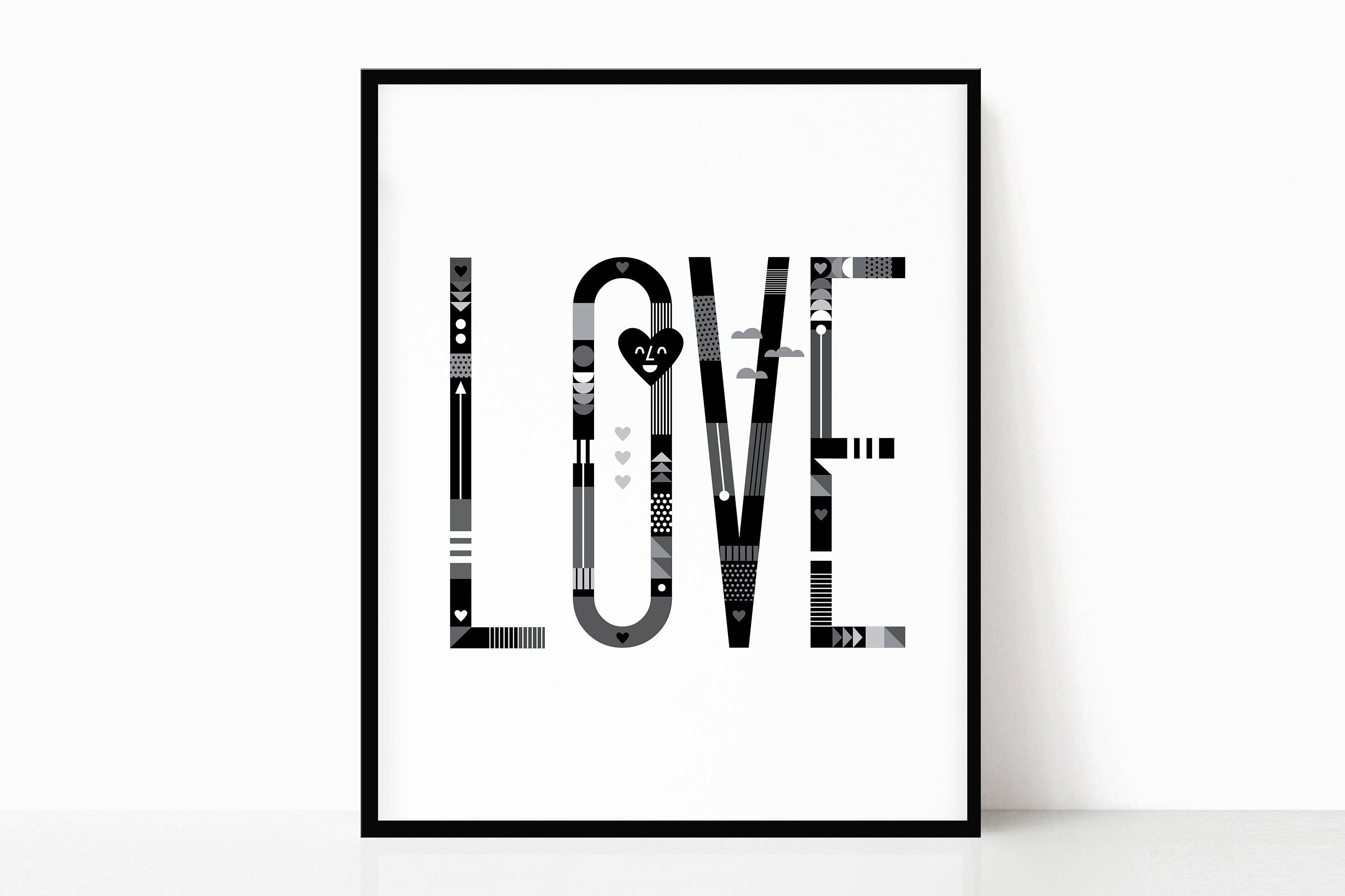 LOVE Printable instant Digital Download geometric modern - Etsy