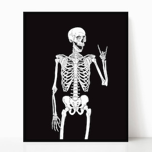 Lámina artística de Skeleton Rocker: Decoración moderna de Halloween (Descarga digital)