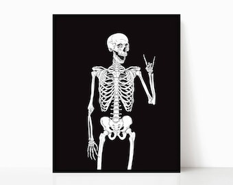Skeleton Rocker Art Print: Modern Halloween Decor (Digital Download)