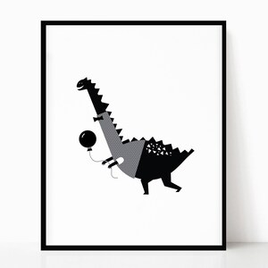 Dinosaur • Printable • Black and White • Instant Digital Download • Party Dinosaur • Nursery Print • Dinosaur Illustration • Dino • Modern