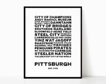 Pittsburgh Typography Art Print: Steel City Neighborhoods (Digital Download)