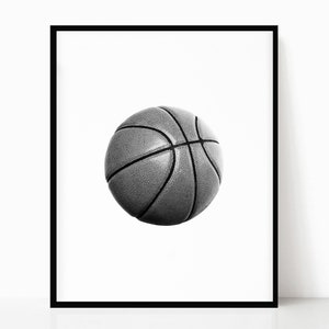 Basket stampabile • Bianco e nero • Download digitale istantaneo • Fotografia sportiva • Arte murale da basket a mezzetino • Decorazioni per ragazzi