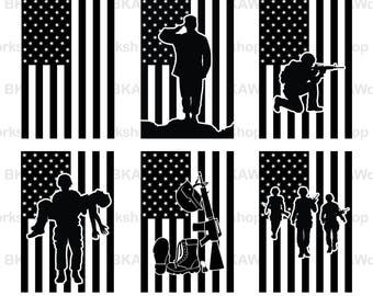 Solider american flag svg - Solider flag vector - Solider american flag digital clipart for Design or more, files download svg, png, dxf