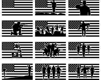 Solider american flag svg - Solider flag vector - Solider american flag digital clipart for Design or more, files download svg, png, dxf