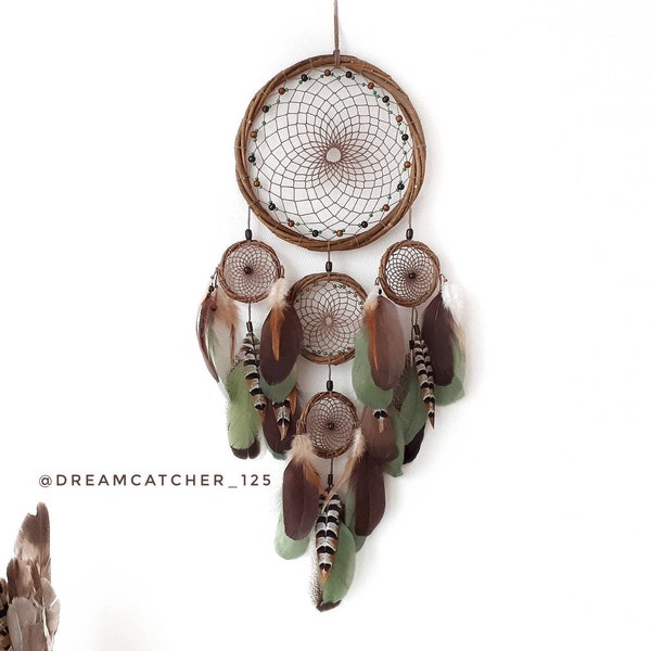 Dream Catcher Dreamcatcher Green Brown Native American Wall Hanging Wall decor Nursery decor Wedding gift idea Christmas gift