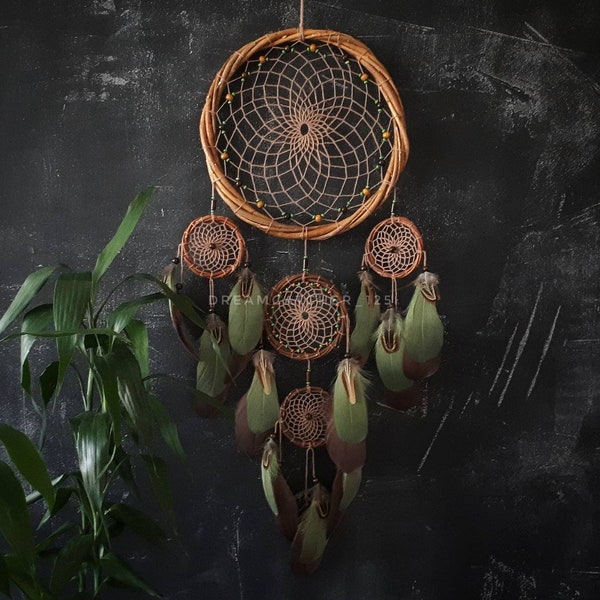 Dream catcher Dreamcatcher Green dreamcatcher Brown dream catcher Native American Wall Hanging Wall decor Nursery decor Wedding gift idea