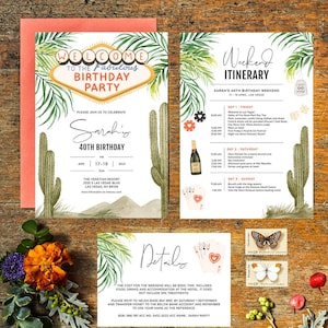 Las Vegas Birthday Party Invitation, Itinerary Template, Girls Weekend, Casino Night, Nevada, Editable Printable, Instant Download, LVEG01