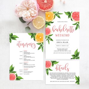 Citrus Bachelorette Party uitnodiging, bruids douche, routebeschrijving kaart, oranje, grapefruit, bewerkbare sjabloon, Instant Download #CIT05