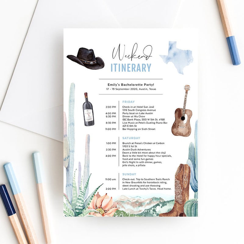 Cowboy Wedding Itinerary Etsy