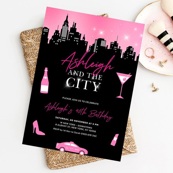 New York City Birthday Invitation Template, Girls Night Out In The Big Apple, In The City Theme, NYC, Turning 40, Instant Download, SATC