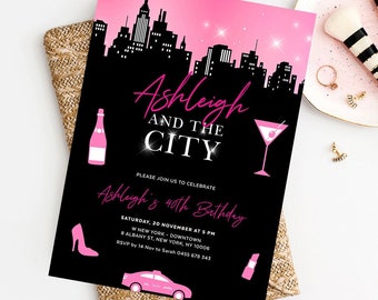 New York City Birthday Invitation Template, Girls Night Out In The Big Apple, In The City Theme, NYC, Turning 40, Instant Download, SATC