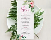 Tropical Menu Template, Bachelorette Brunch, Wedding Rehearsal Dinner, Plate Decor, Summer, Island, Beach, Editable, Instant Download TROP01
