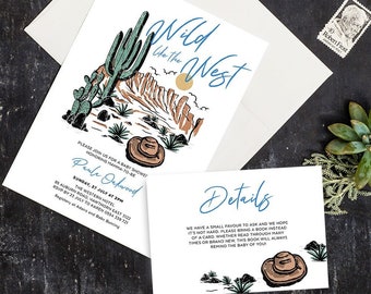 Wild One Baby Shower Invitation, Rustic Country, Western, Wild West, Cowboy Theme, Rodeo, Farm, Gender Neutral, Editable Template, WILD01