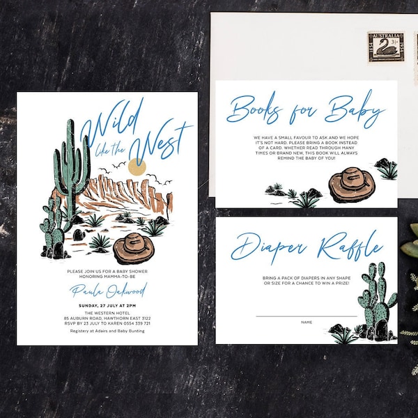 Cowboy Template Invitation Etsy