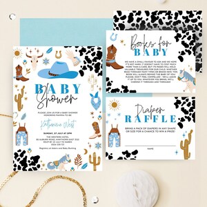 Cowboy Baby Shower Invitation Template, Wild West Theme, Desert, Country, Horse, Rodeo Party Invite, Cow Print, Instant Download, NASH02