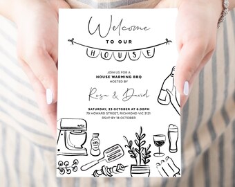 House Warming Invitation, Barbeque Party invite, BBQ, Barbeque, Moving Announcement, We've Moved, New Home Evite, Editable Template, DODHW